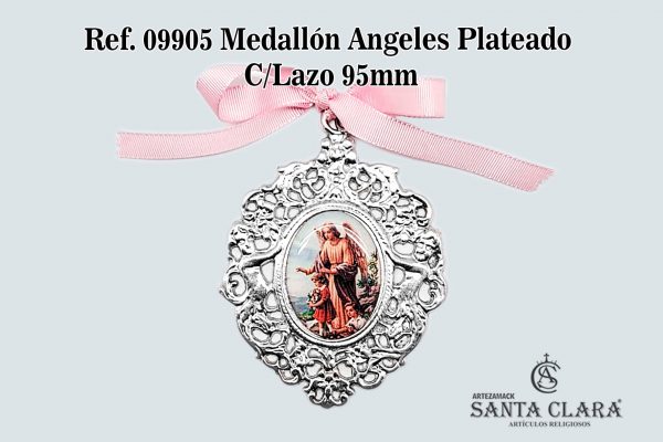 REF. 09905 - MEDALLÓN ANGELES NK 69x78MM 1C C/LAZO