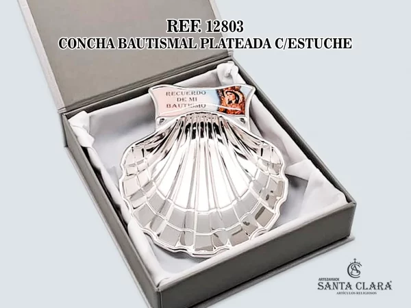 REF. 12803 - CONCHA BAUTISMAL PLATEADA CON ESTUCHE