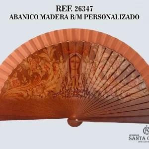 REF. 26347 - ABANICO MADERA MARRÓN PERSONALIZADO