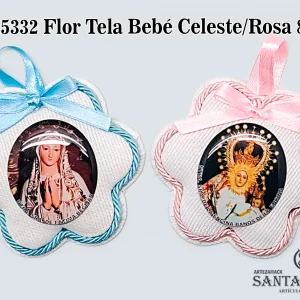 REF. 45332 - FLOR TELA BEBÉ CEL/ROSA 85MM