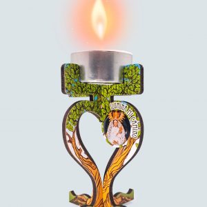REF. 86332 - VELA CON PEANA MADERA ÁRBOL 10CMS.