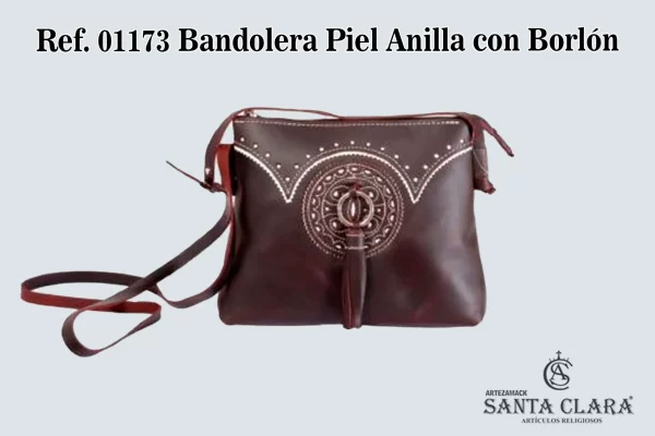 REF. 01173 - BANDOLERA PIEL ANILLA C/BORLÓN