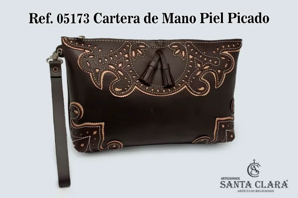 REF. 05173 - CARTERA DE MANO PIEL PICADO