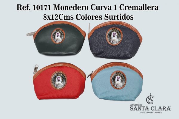 REF. 10171 - MONEDERO CURVA 1CREM 8x12CMS COLORES SURTIDOS