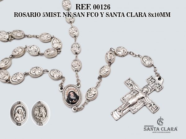 REF. 00126 - ROSARIO 5MIST. NK SAN FCO Y SANTA CLARA 8x10MM