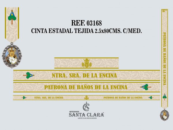 REF. 03168 - CINTA ESTADAL TEJIDA 2.5x80CMS. CON MEDALLA