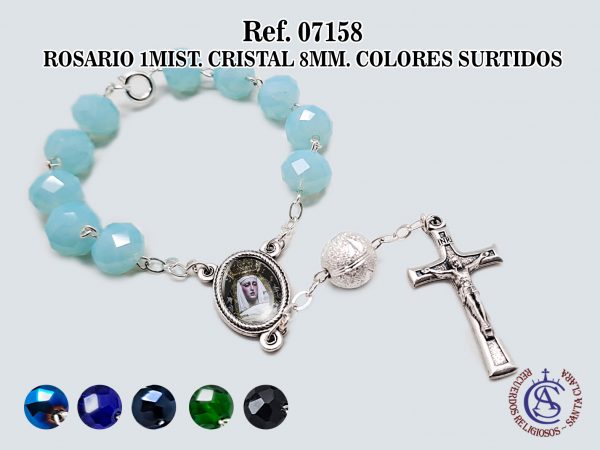 REF. 07158 - ROSARIO 1MIST. CRISTAL 8MM. SURTIDOS