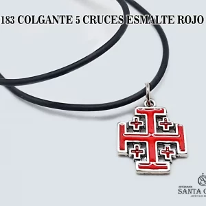 02183 COLGANTE 5 CRUCES ESMALTE ROJO 18MM