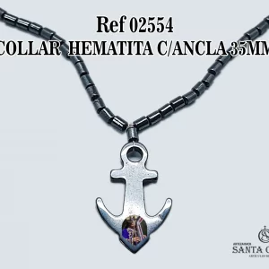 02554 COLLAR HEMATITA CON ANCLA 35MM