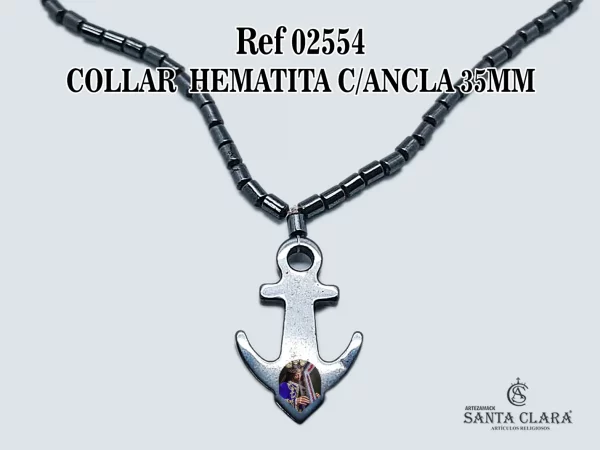 02554 COLLAR HEMATITA CON ANCLA 35MM