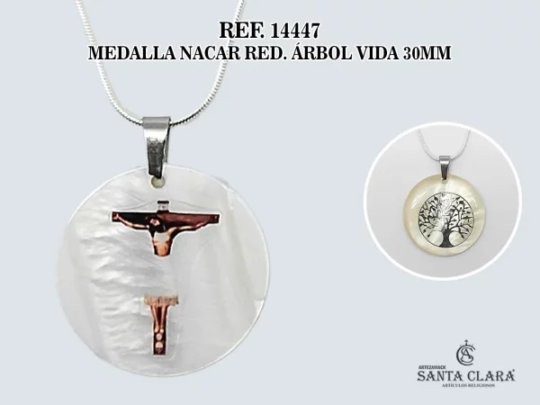 14447 MEDALLA NACAR RED. ÁRBOL VIDA 30MM
