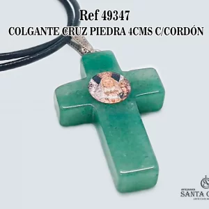 49347 COLGANTE CRUZ PIEDRA 4CMS CON CORDÓN
