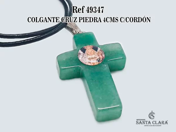 49347 COLGANTE CRUZ PIEDRA 4CMS CON CORDÓN