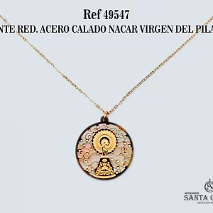 49547 COLGANTE RED. ACERO CALADO NACAR VIRGEN DEL PILAR 30MM