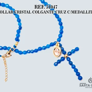 51047 COLLAR CRISTAL COLGANTE CRUZ CON MEDALLITA