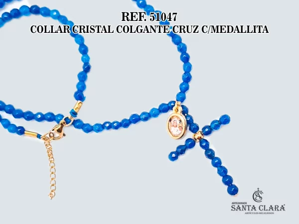 51047 COLLAR CRISTAL COLGANTE CRUZ CON MEDALLITA