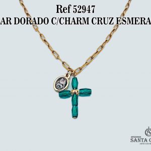 52947 COLLAR DORADO CON CHARM CRUZ ESMERALDAS