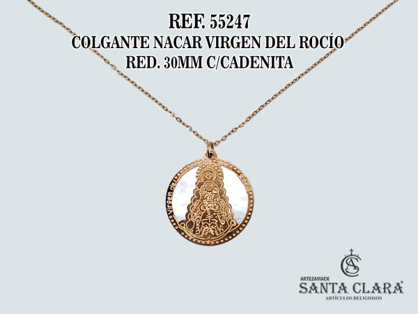 55247 COLGANTE NACAR VIRGEN DEL ROCÍO RED. 30MM CON CADENITA