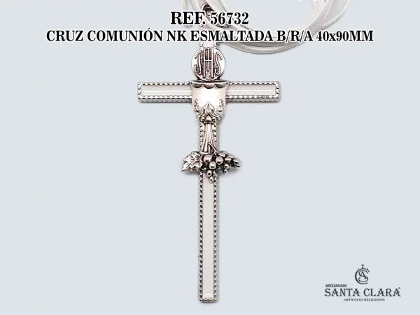 56732 CRUZ COMUNIÓN NK ESMALTADA BRA 40x90MM
