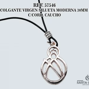 57547 COLGANTE VIRGEN SILUETA MODERNA 30MM CORDÓN CAUCHO