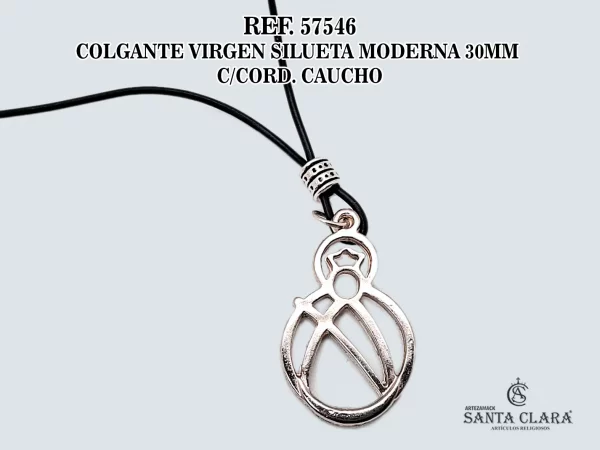57547 COLGANTE VIRGEN SILUETA MODERNA 30MM CORDÓN CAUCHO