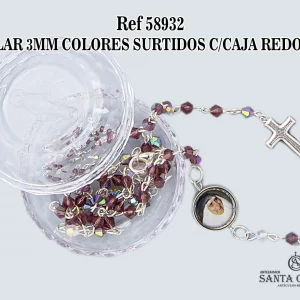58932 COLLAR 3MM COLORES SURTIDOS CON CAJA REDONDA