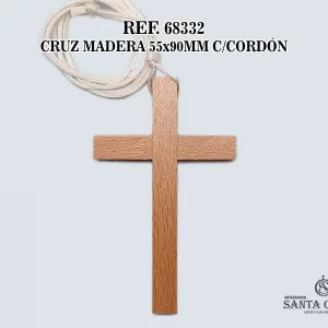 68332 CRUZ MADERA 55x90MM CON CORDÓN