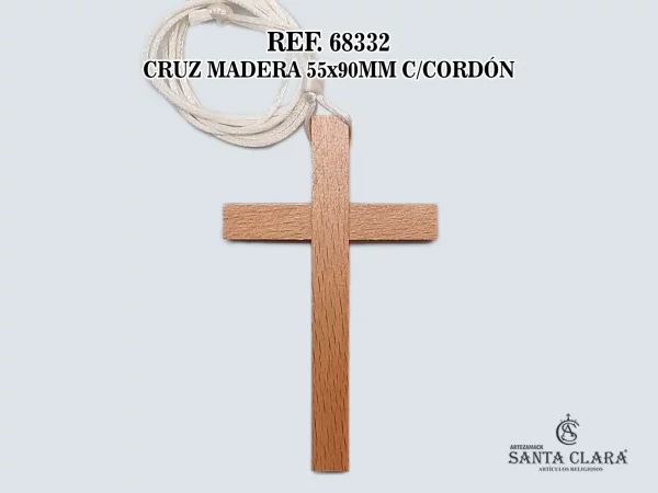 68332 CRUZ MADERA 55x90MM CON CORDÓN