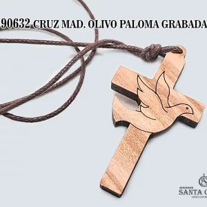 90632 CRUZ MAD. OLIVO PALOMA GRABADA 45MM